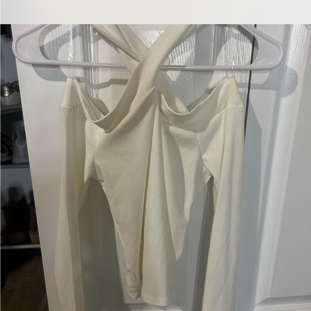 Elegant Cream Long Sleeve Women's Top